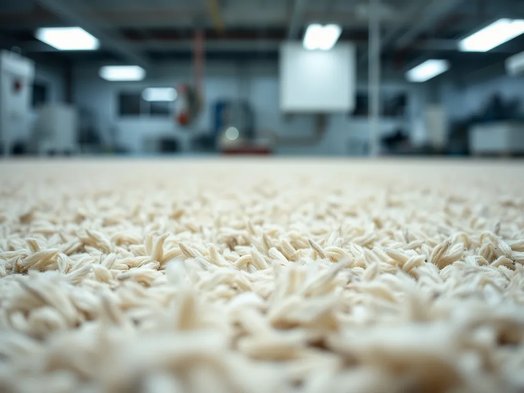 Close-up of a high-density commercial carpet fiber structure