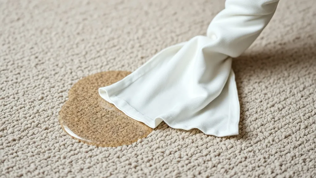 Close up of a clean white cloth blotting a spill on a luxury