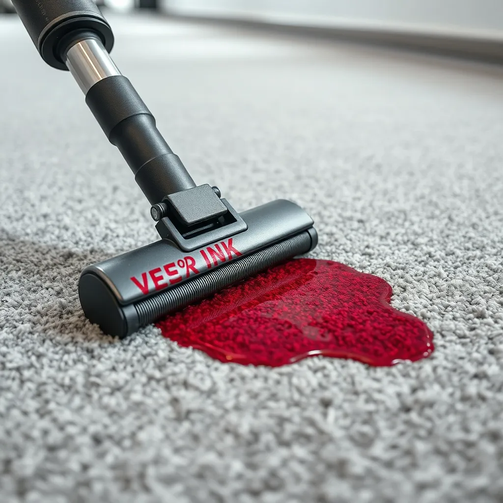 Close up of a professional carpet cleaning tool removing a r